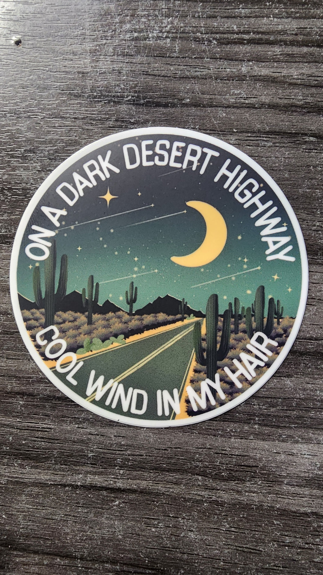 Desert Highway Adventure Sticker – Night Sky Design